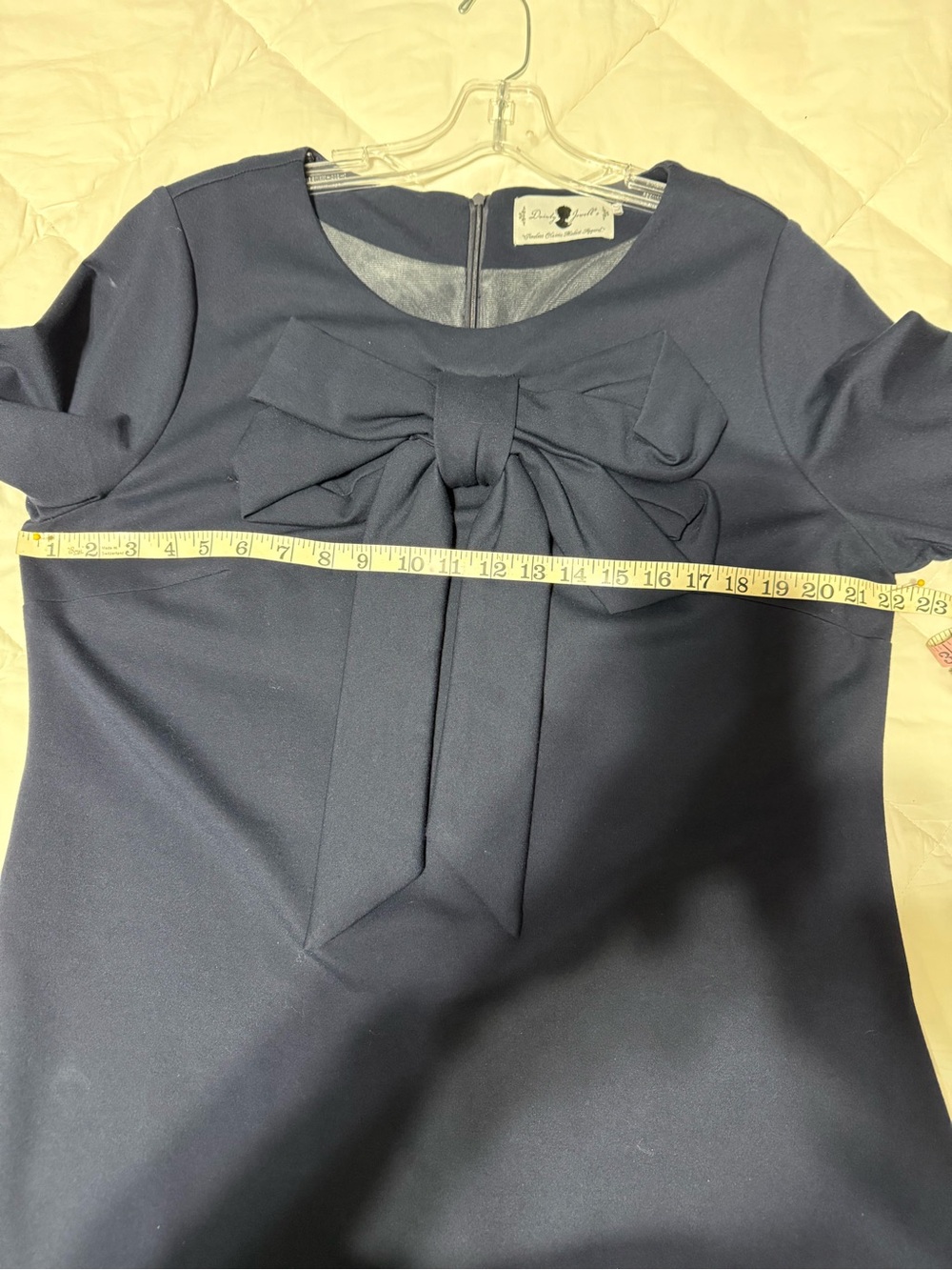 Dainty Jewells Navy Bow-Front Long Sleeve Sheath Dress - Picture 6 of 8